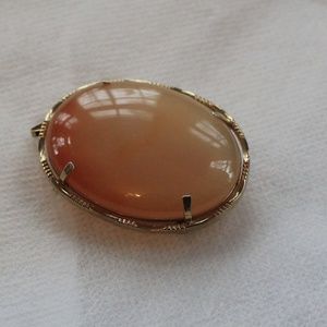 Pinkish Orange Stone Brooch
